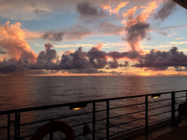 cruise, sunset