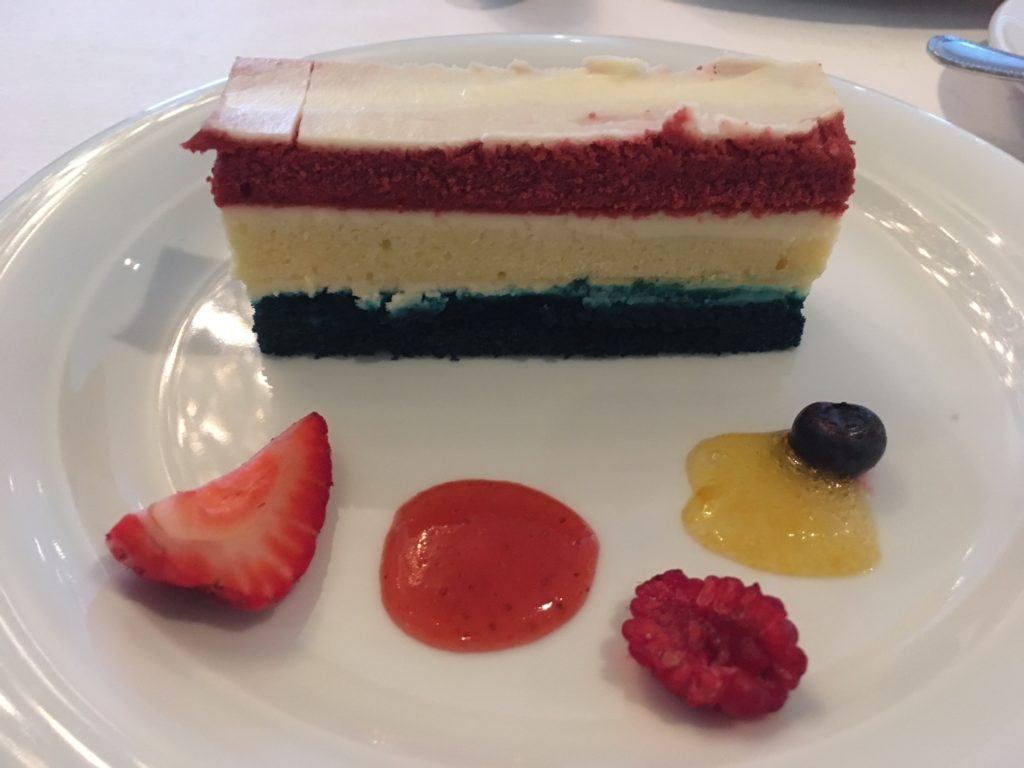 red, white & blue dessert on Celebrity Solstice